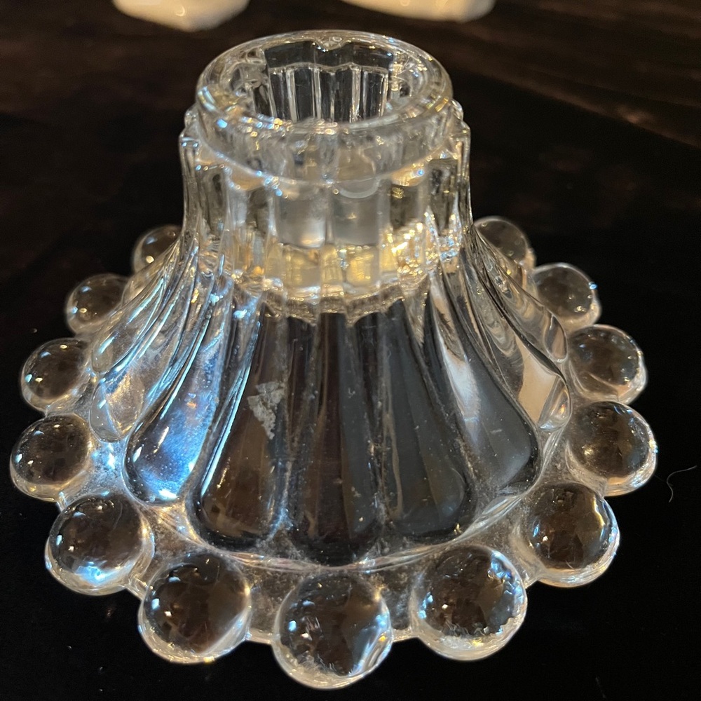 1950's Anchor Hocking Berwick Boopie Clear Glass Candlestick Holders (2) - Picture 5 of 6